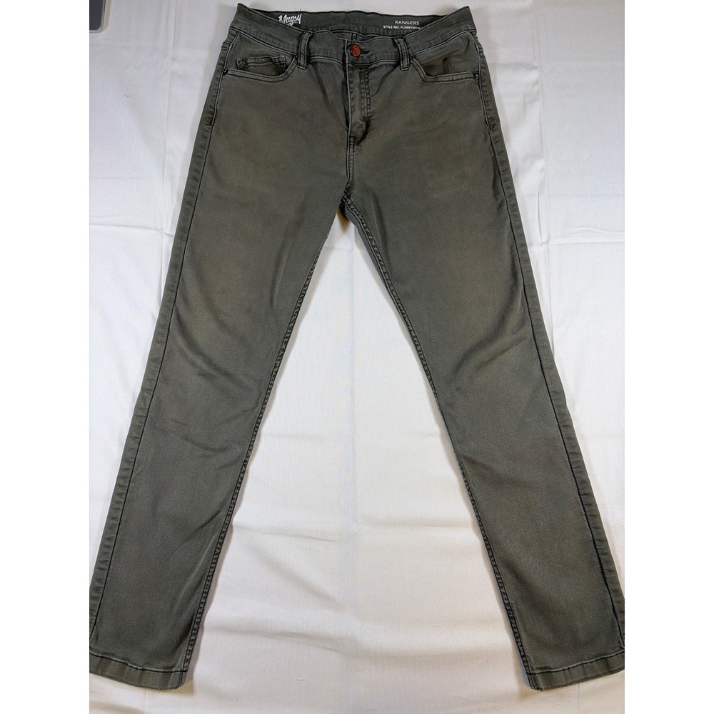 Mugsy Rangers Olive Green Stretch Jeans Slim Straight FLX8RTNOM 33x32